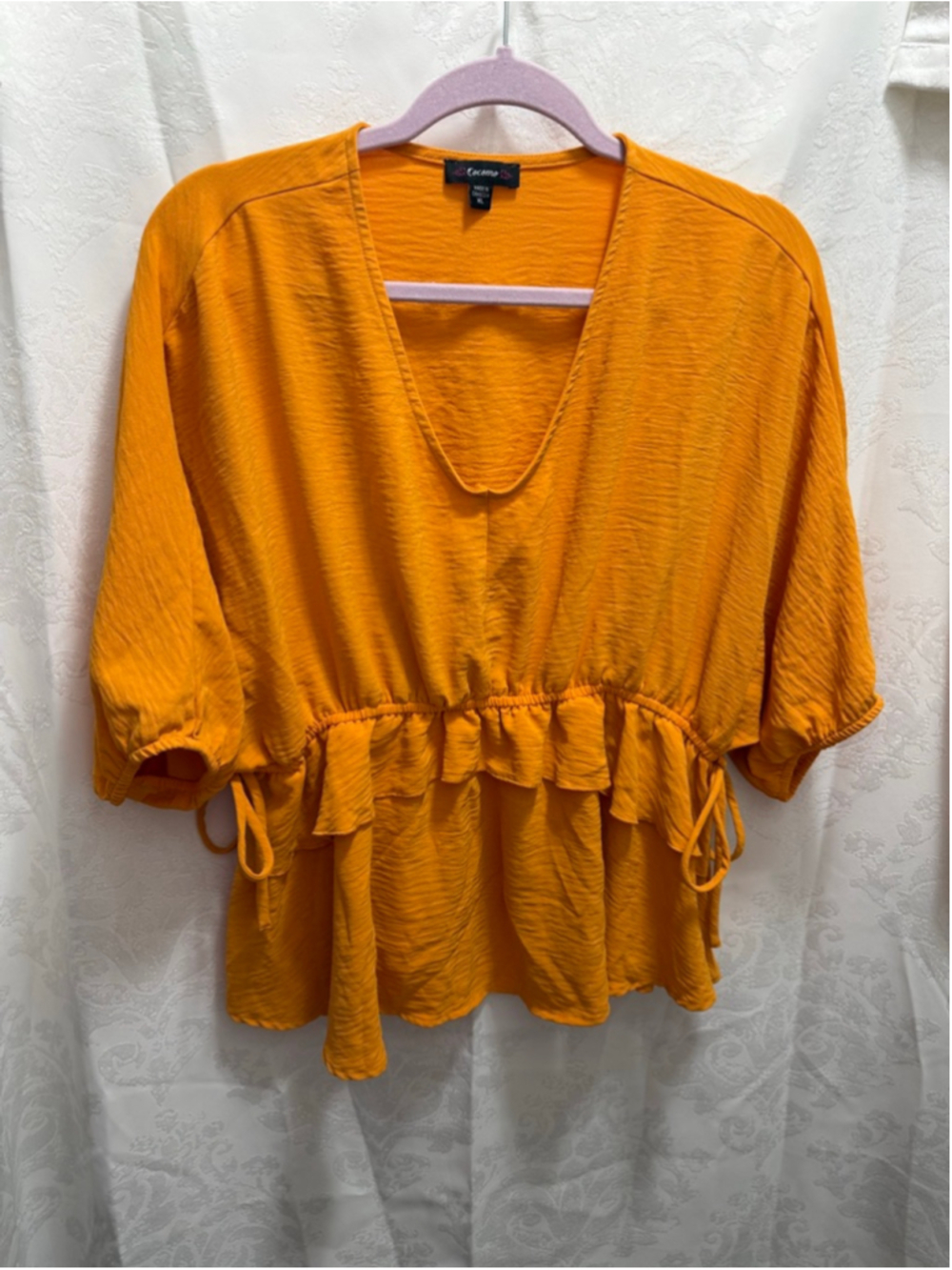 Women's Cocomo Orange Peplum Top XL